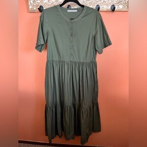 Peruvian Connection Green Tiered Maxi Dress